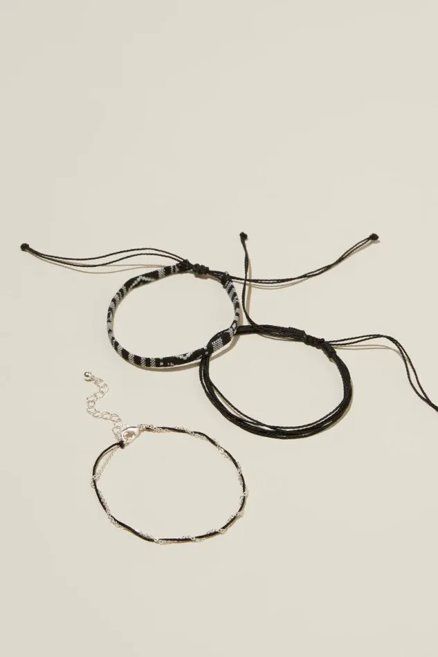 Bracelet Multi Pack Black Braided Men Cotton On Jewelry