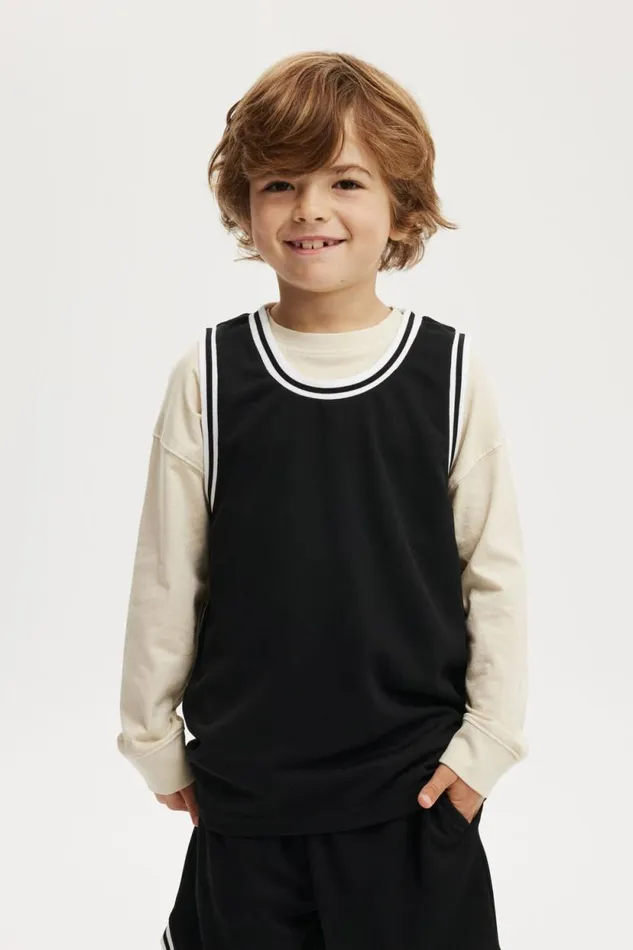 Braxton Basketball Tank Black Boys Cotton On Tops and TShirts