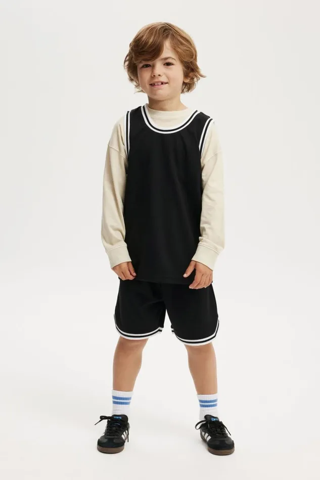 Braxton Basketball Tank Black Boys Cotton On Tops and TShirts Braxton Basketball Tank Black Boys Cotton On Tops and TShirts