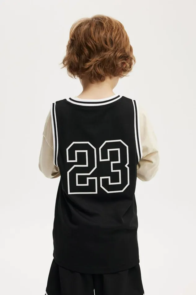 Braxton Basketball Tank Black Boys Cotton On Tops and TShirts Braxton Basketball Tank Black Boys Cotton On Tops and TShirts