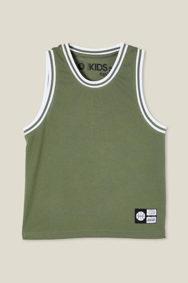 Braxton Basketball Tank Swag Green Boys Cotton On Tops and TShirts