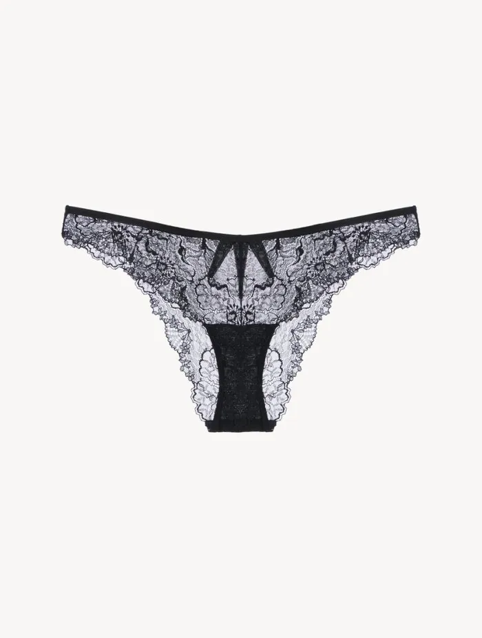 Brazilian Briefs In Black With Leavers Lace Lingerie La Perla Brazilian