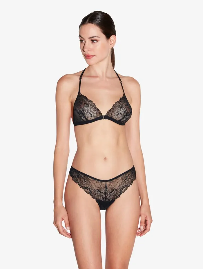 Brazilian Briefs In Black With Leavers Lace Lingerie La Perla Brazilian