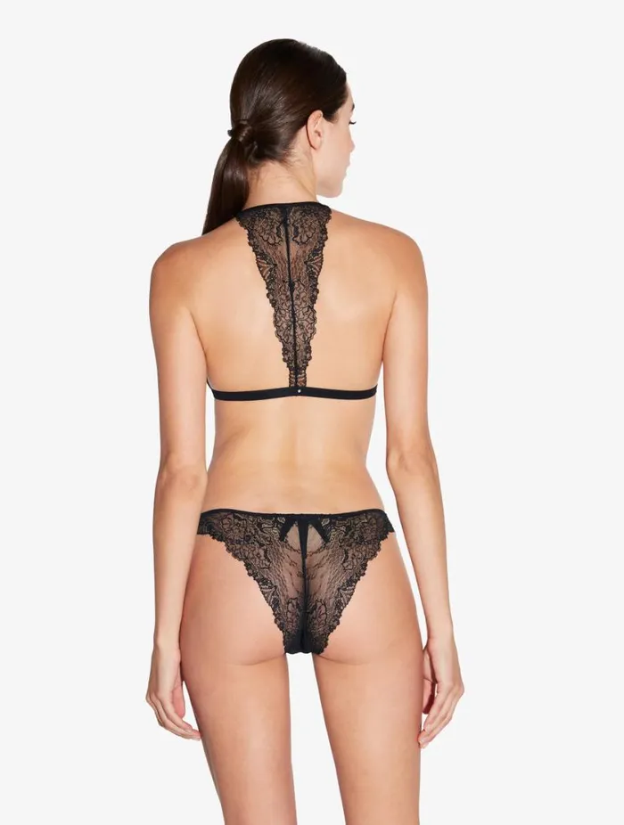 Brazilian Briefs In Black With Leavers Lace Lingerie La Perla Brazilian