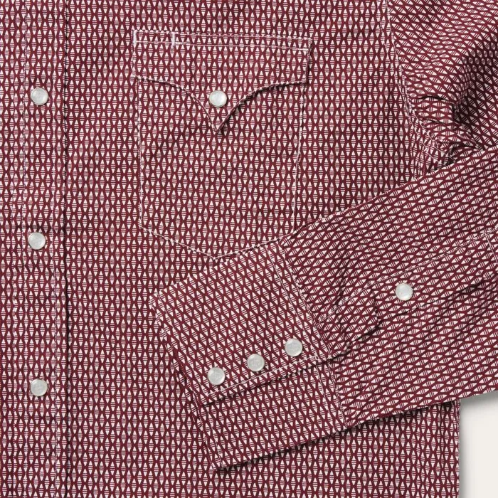 Broken Diamond Print Western Shirt Red Men Stetson Modern Cut