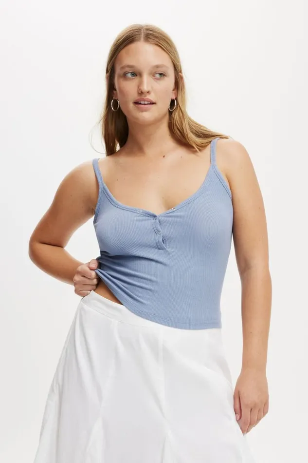 Brooklyn Henley Cami Elemental Blue Women Cotton On Tops