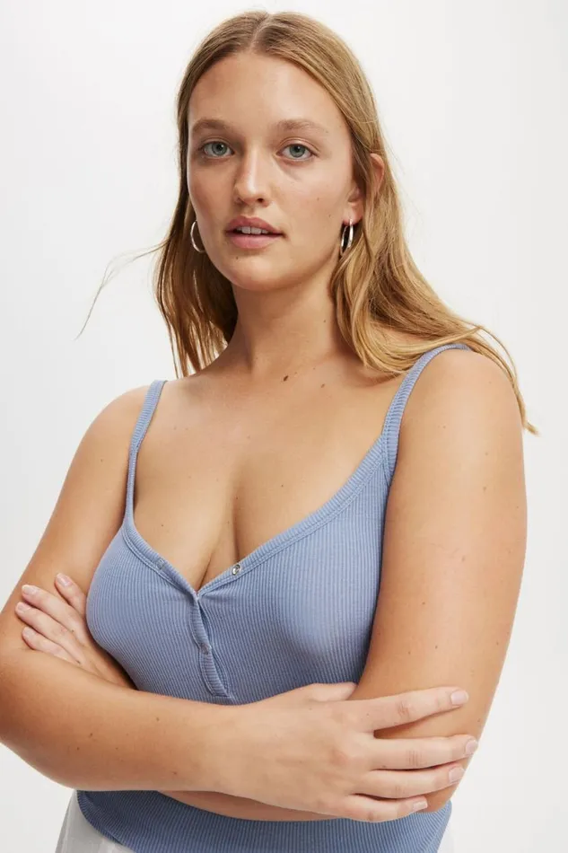 Brooklyn Henley Cami Elemental Blue Women Cotton On Tops