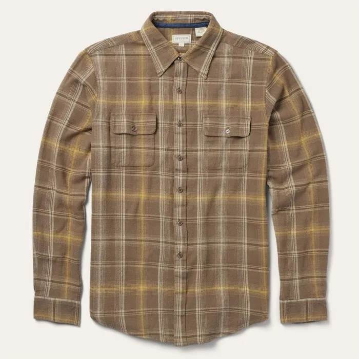 Brown Flannel ButtonFront Shirt Brown Men Stetson Western Shirts