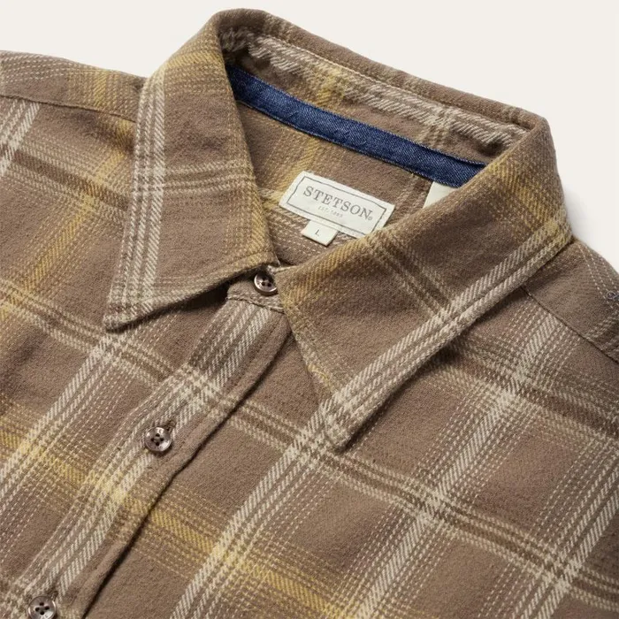 Brown Flannel ButtonFront Shirt Brown Men Stetson Western Shirts