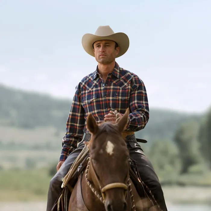 Brushed Twill Plaid Shirt Blue Men Stetson Western Shirts