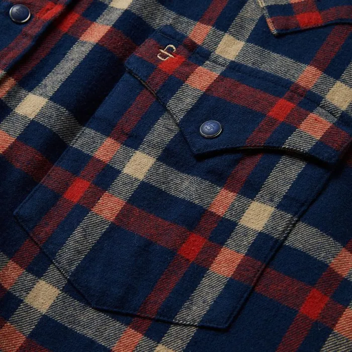 Brushed Twill Plaid Shirt Blue Men Stetson Western Shirts