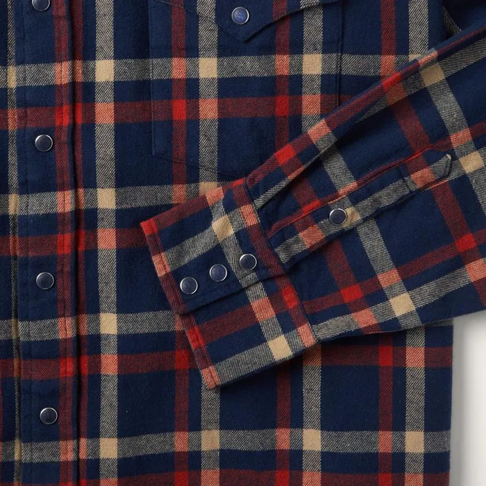 Brushed Twill Plaid Shirt Blue Men Stetson Western Shirts