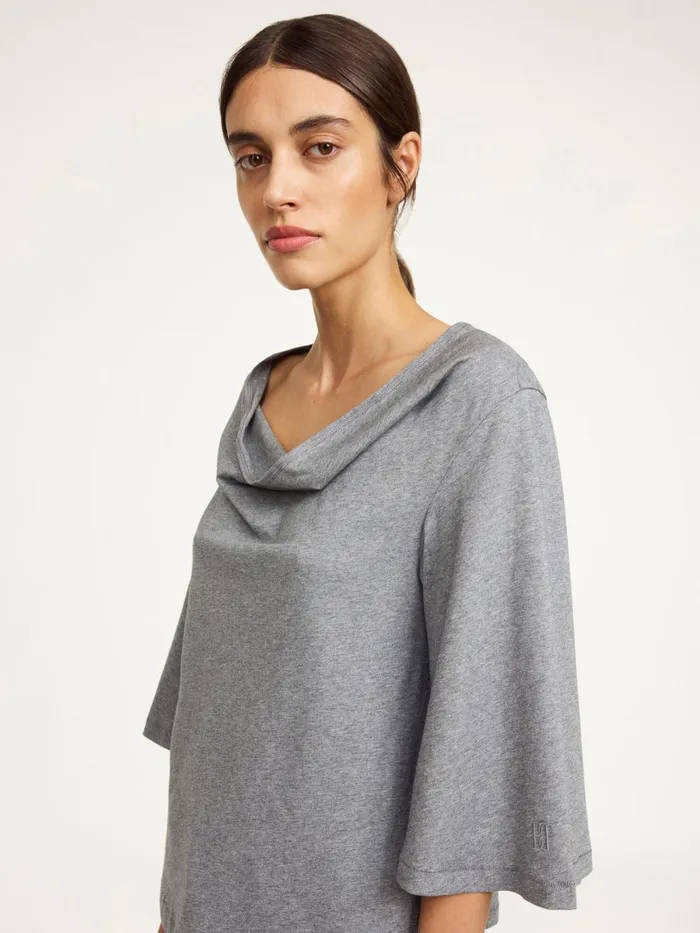 Bryar Organic Cotton TShirt Grey Melange Women By Malene Birger Tops and Blouses