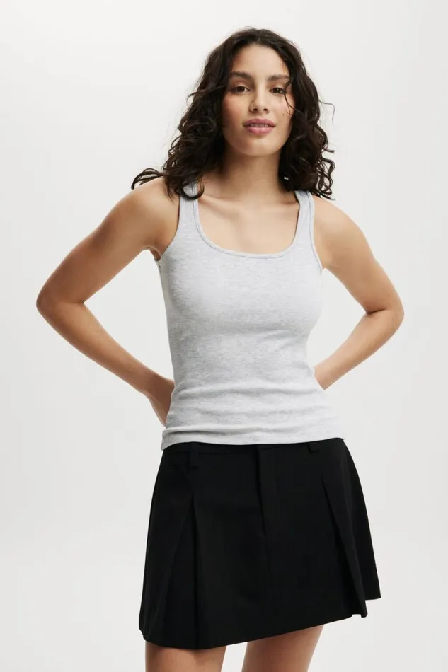 Byron Scoop Tank Grey Marle Women Cotton On Tops