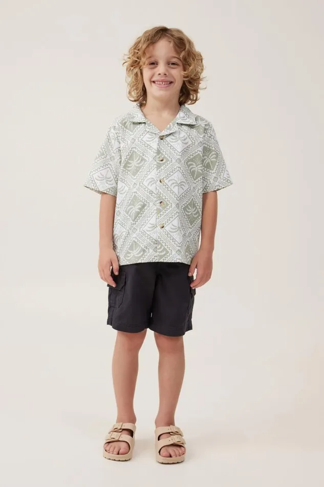 Cabana Short Sleeve Shirt Deep Sagetile Palm Boys Cotton On Shirts Cabana Short Sleeve Shirt Deep Sagetile Palm Boys Cotton On Shirts