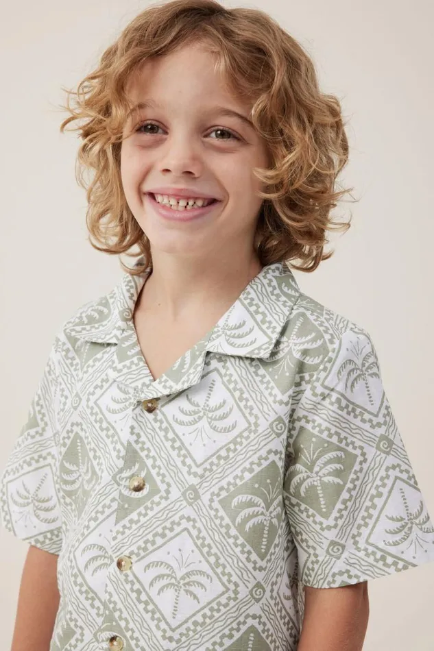 Cabana Short Sleeve Shirt Deep Sagetile Palm Boys Cotton On Shirts Cabana Short Sleeve Shirt Deep Sagetile Palm Boys Cotton On Shirts