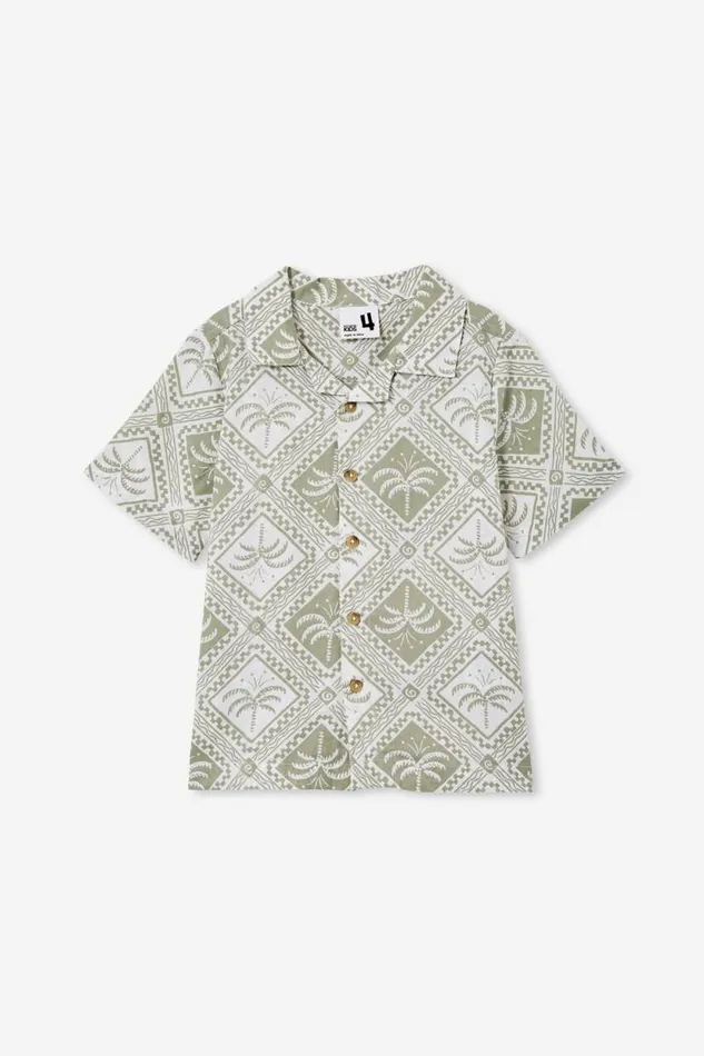 Cabana Short Sleeve Shirt Deep Sagetile Palm Boys Cotton On Shirts Cabana Short Sleeve Shirt Deep Sagetile Palm Boys Cotton On Shirts