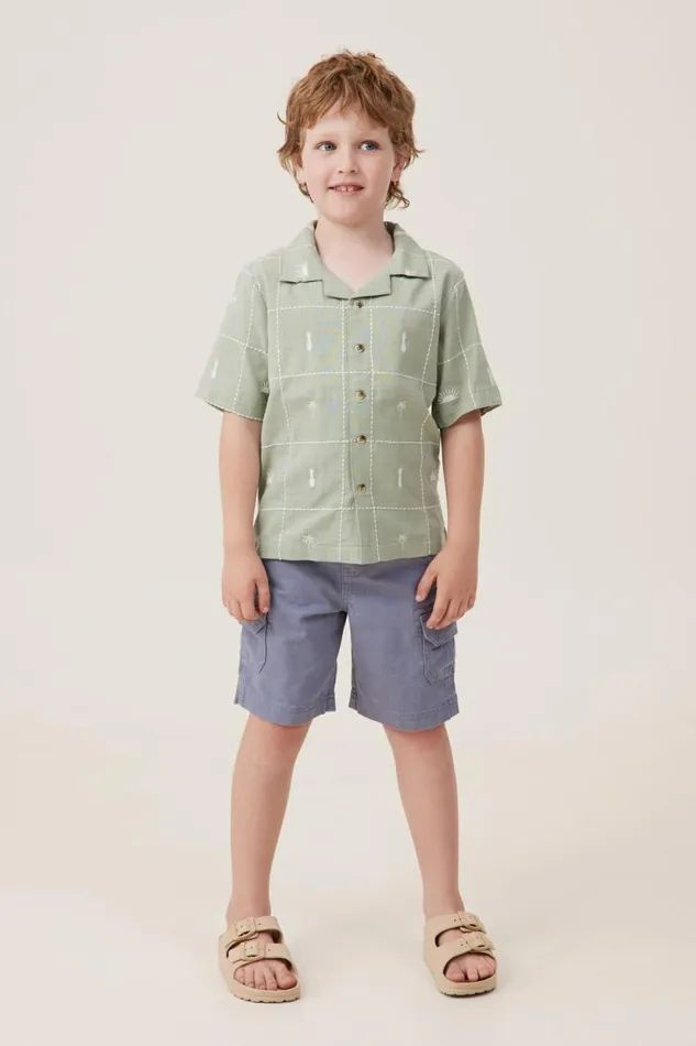 Cabana Short Sleeve Shirt Deep Sagevanilla Tile Embroidery Boys Cotton On Shirts Cabana Short Sleeve Shirt Deep Sagevanilla Tile Embroidery Boys Cotton On Shirts
