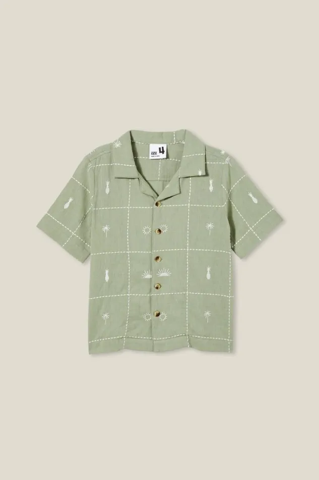 Cabana Short Sleeve Shirt Deep Sagevanilla Tile Embroidery Boys Cotton On Shirts Cabana Short Sleeve Shirt Deep Sagevanilla Tile Embroidery Boys Cotton On Shirts