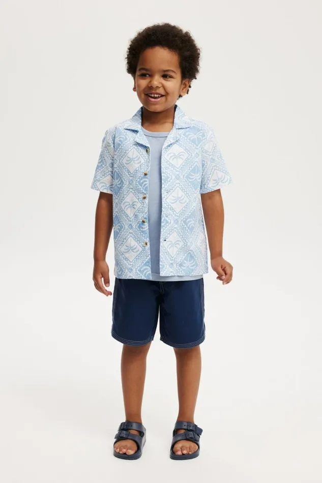 Cabana Short Sleeve Shirt Dusk Bluetile Palm Boys Cotton On Shirts Cabana Short Sleeve Shirt Dusk Bluetile Palm Boys Cotton On Shirts