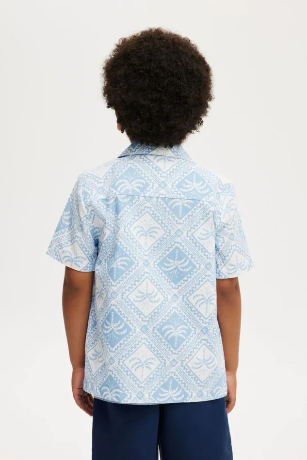 Cabana Short Sleeve Shirt Dusk Bluetile Palm Boys Cotton On Shirts Cabana Short Sleeve Shirt Dusk Bluetile Palm Boys Cotton On Shirts