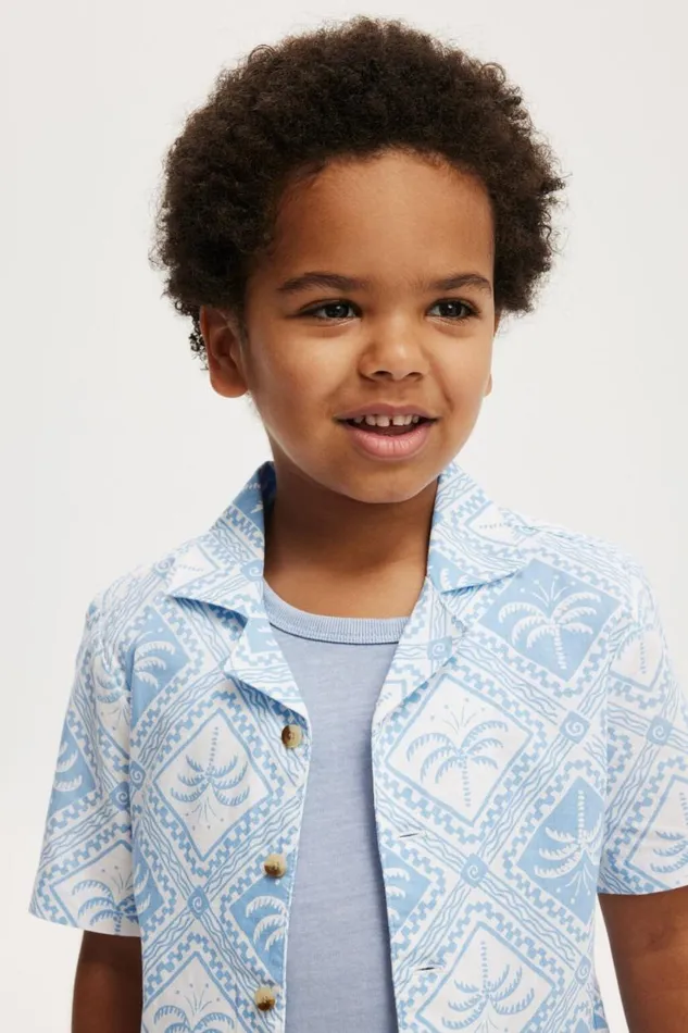 Cabana Short Sleeve Shirt Dusk Bluetile Palm Boys Cotton On Shirts Cabana Short Sleeve Shirt Dusk Bluetile Palm Boys Cotton On Shirts