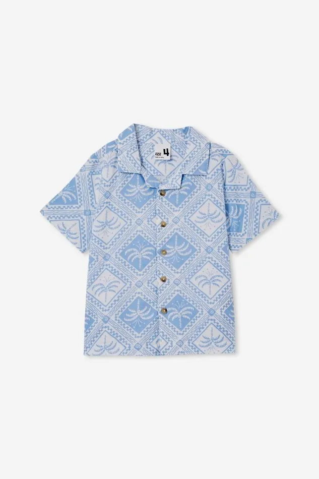 Cabana Short Sleeve Shirt Dusk Bluetile Palm Boys Cotton On Shirts Cabana Short Sleeve Shirt Dusk Bluetile Palm Boys Cotton On Shirts