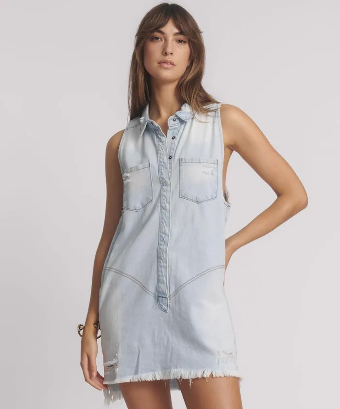 CASANOVA DENIM BRAXTON DRESS Women One Teaspoon Denim Dresses