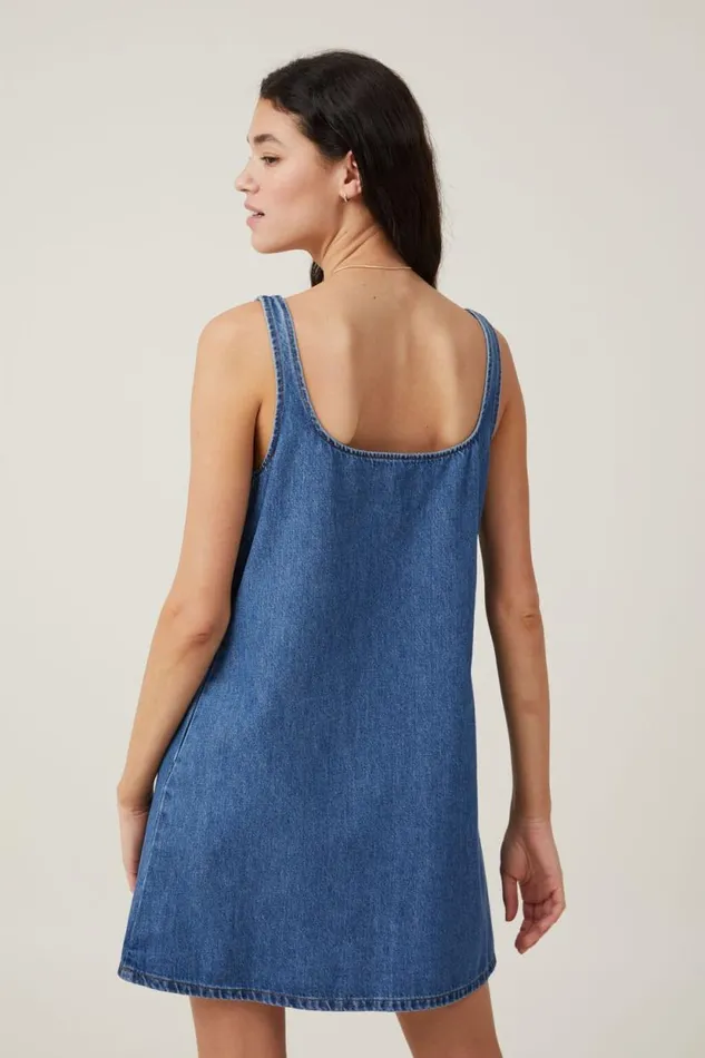 Charlie Denim Mini Dress Sea Blue Women Cotton On Skirts