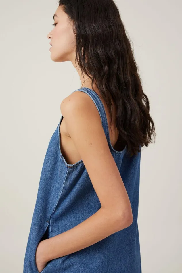 Charlie Denim Mini Dress Sea Blue Women Cotton On Skirts