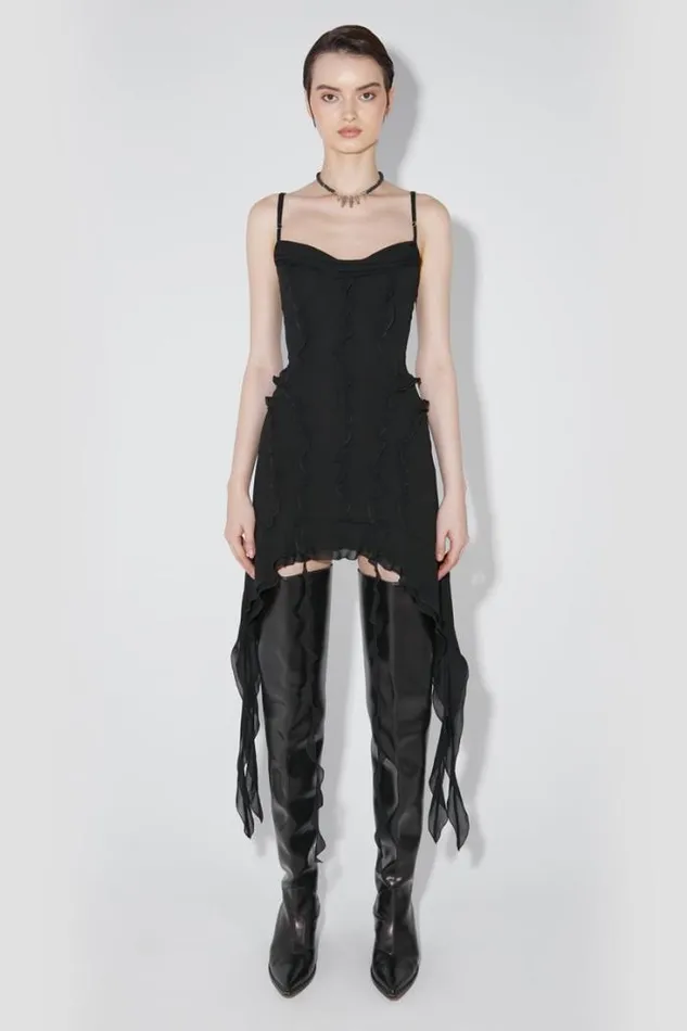 Chiffon Mini Dress Black Women MISBHV Dresses