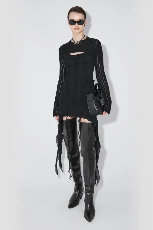 Chiffon Mini Dress Black Women MISBHV Dresses