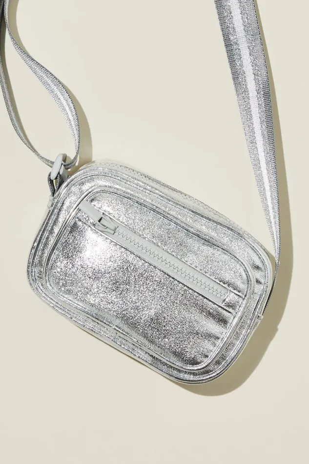 Ciara Cross Body Bag Silver Metallic Girls Cotton On Activewear