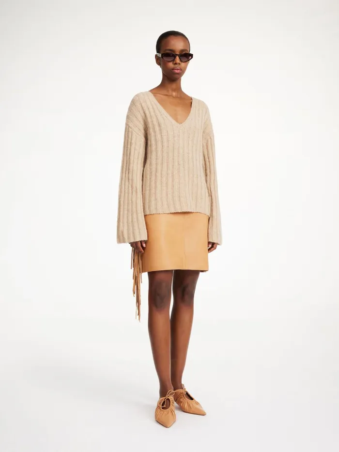 Cimone Ribbed Sweater Twill Beige Women By Malene Birger Knitwear