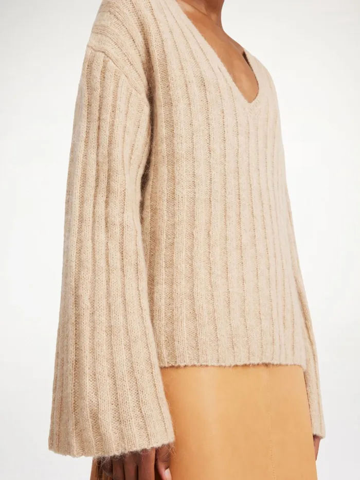 Cimone Ribbed Sweater Twill Beige Women By Malene Birger Knitwear