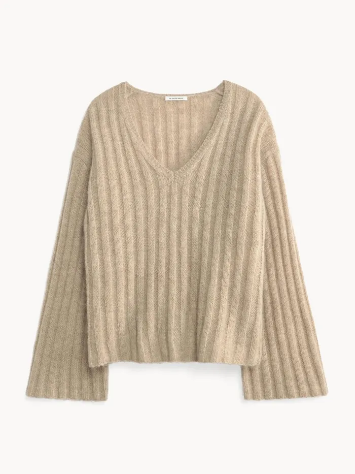 Cimone Ribbed Sweater Twill Beige Women By Malene Birger Knitwear