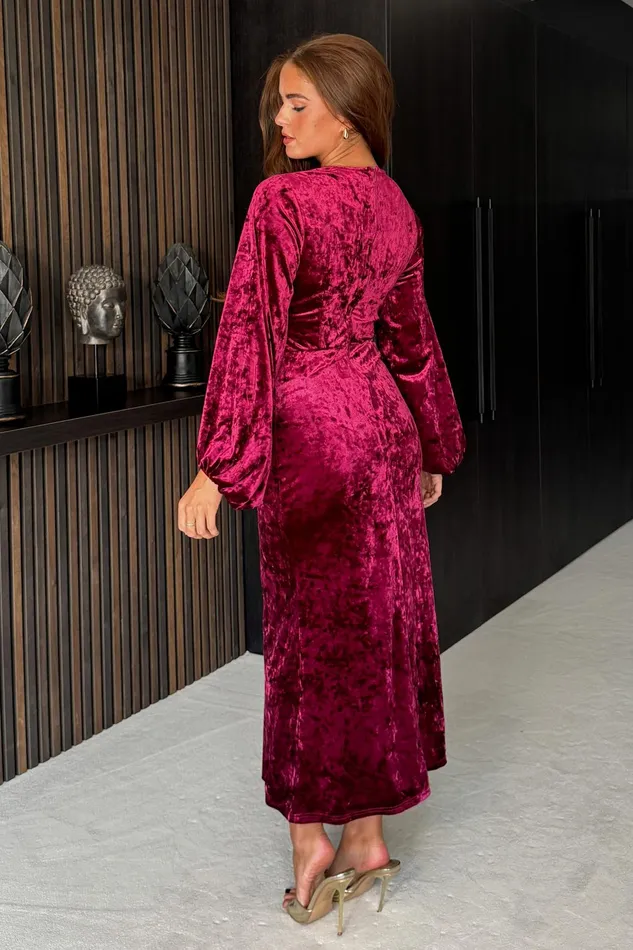 Clara Cutout Maxi Dress Wine Velvet Women Girl In Mind Maxi Dresses