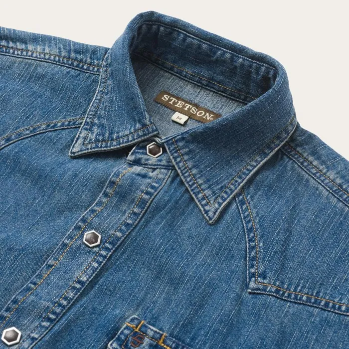 Classic Denim Shirt Blue Men Stetson Denim Shirts