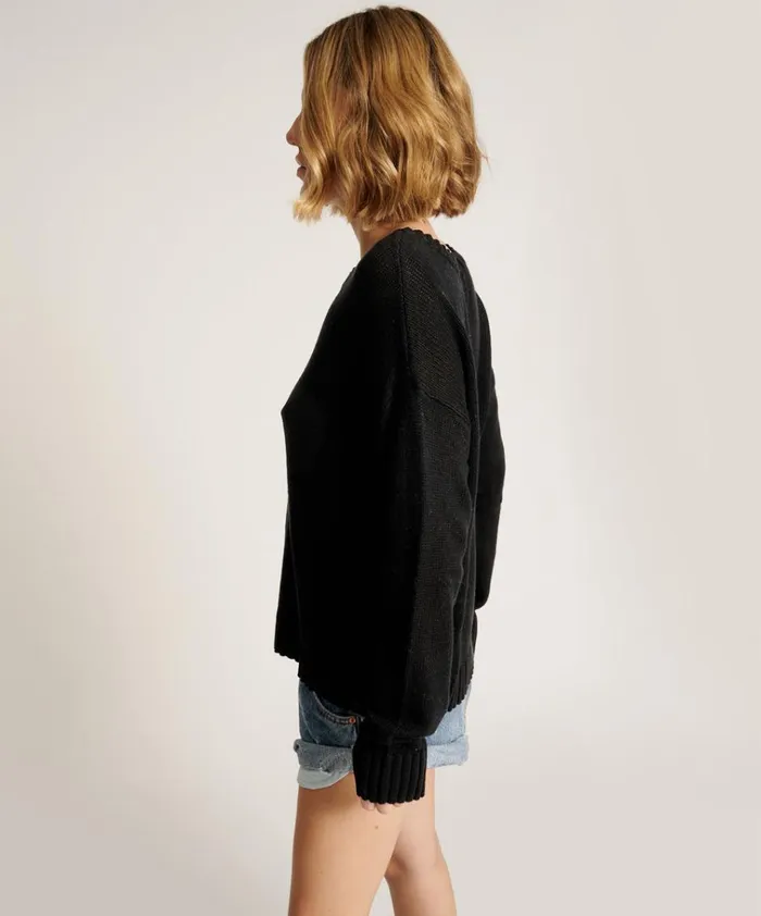 CLASSIC POCKET CHUNKY KNIT SWEATER BLACK Women One Teaspoon Knitwear CLASSIC POCKET CHUNKY KNIT SWEATER BLACK Women One Teaspoon Knitwear