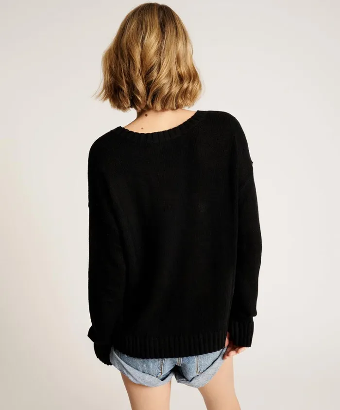 CLASSIC POCKET CHUNKY KNIT SWEATER BLACK Women One Teaspoon Knitwear CLASSIC POCKET CHUNKY KNIT SWEATER BLACK Women One Teaspoon Knitwear