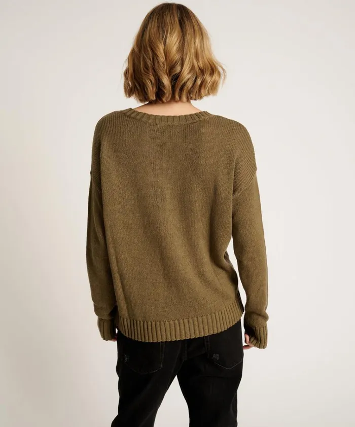 CLASSIC POCKET CHUNKY KNIT SWEATER KHAKI Women One Teaspoon Knitwear CLASSIC POCKET CHUNKY KNIT SWEATER KHAKI Women One Teaspoon Knitwear