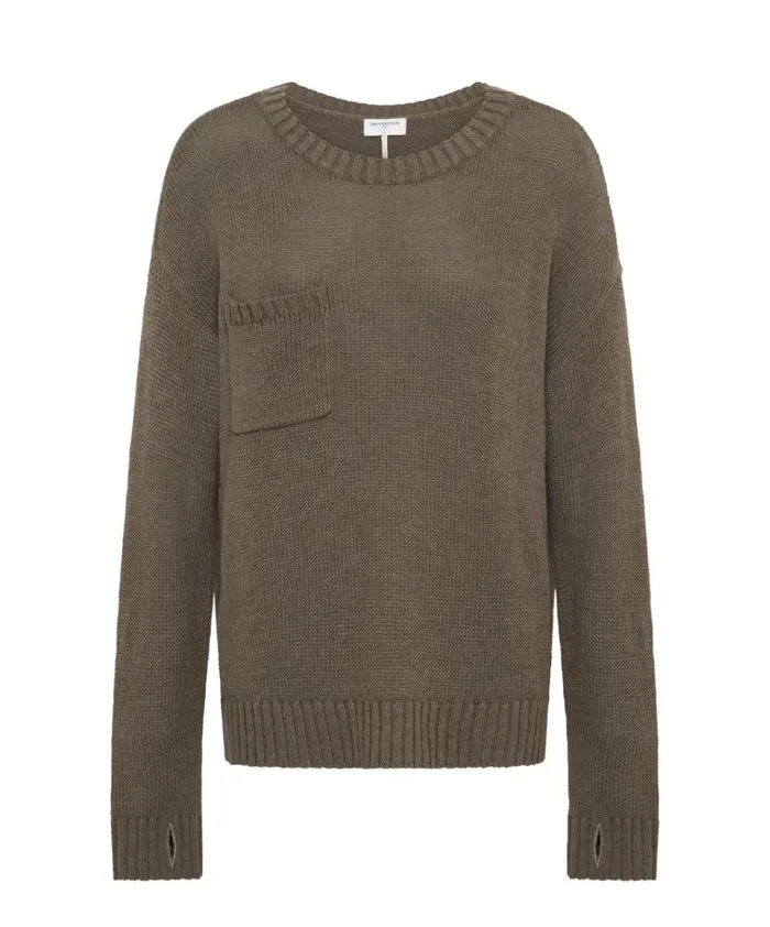 CLASSIC POCKET CHUNKY KNIT SWEATER KHAKI Women One Teaspoon Knitwear CLASSIC POCKET CHUNKY KNIT SWEATER KHAKI Women One Teaspoon Knitwear