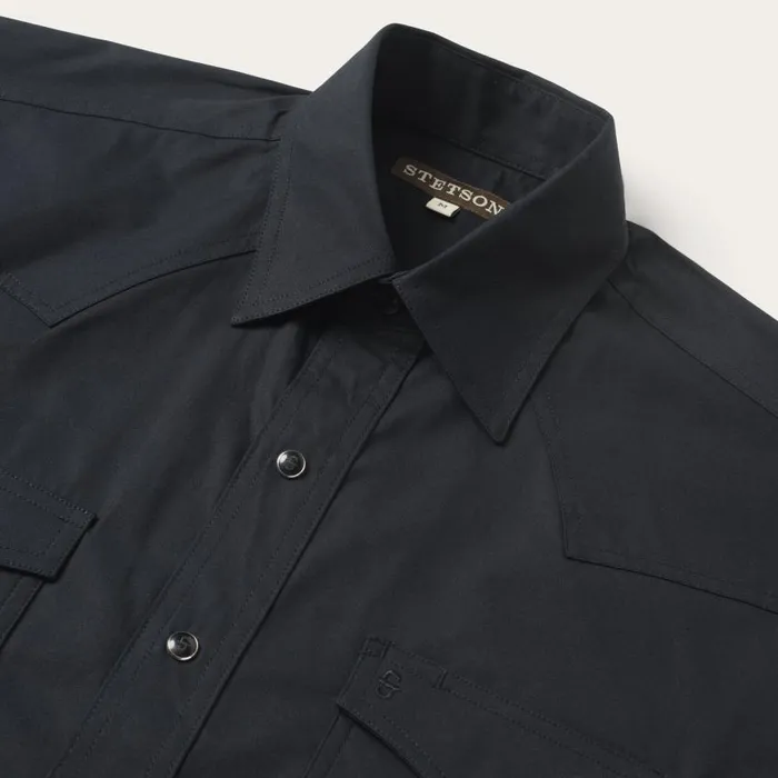 Classic Western Shirt In Black Black Men Stetson Classic Cut