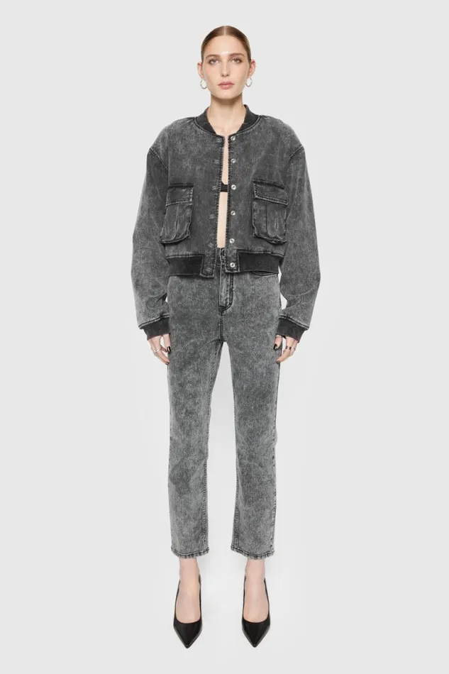 Clothing Bottoms Rebecca Minkoff Lucy AcidWash Straight Leg Gray Acid Wash
