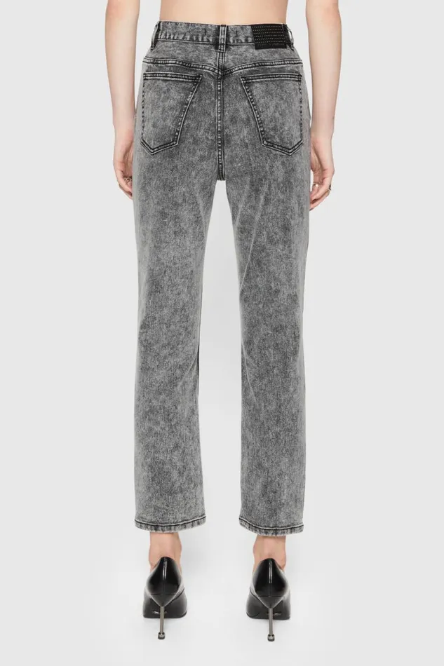 Clothing Bottoms Rebecca Minkoff Lucy AcidWash Straight Leg Gray Acid Wash