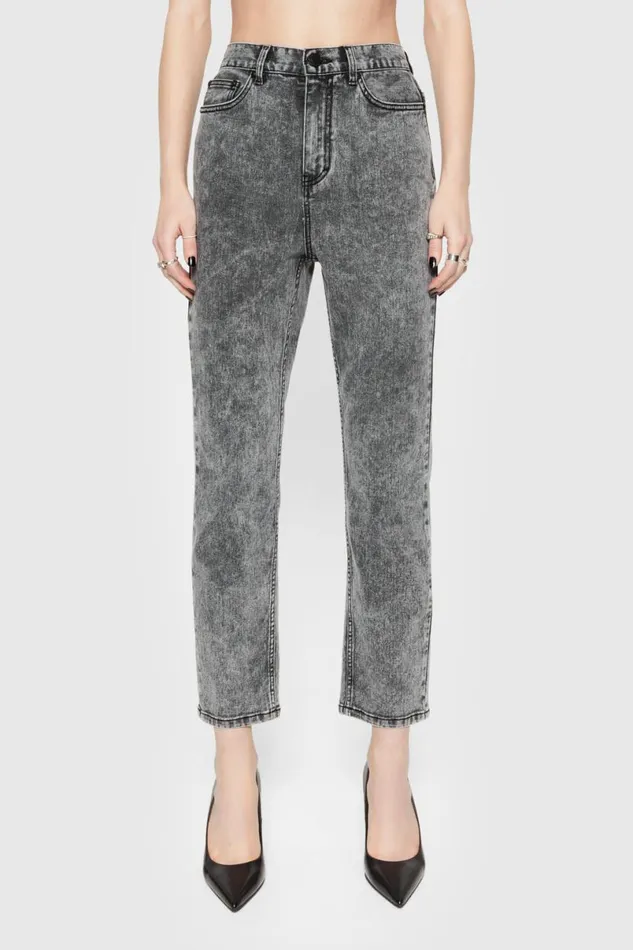 Clothing Bottoms Rebecca Minkoff Lucy AcidWash Straight Leg Gray Acid Wash