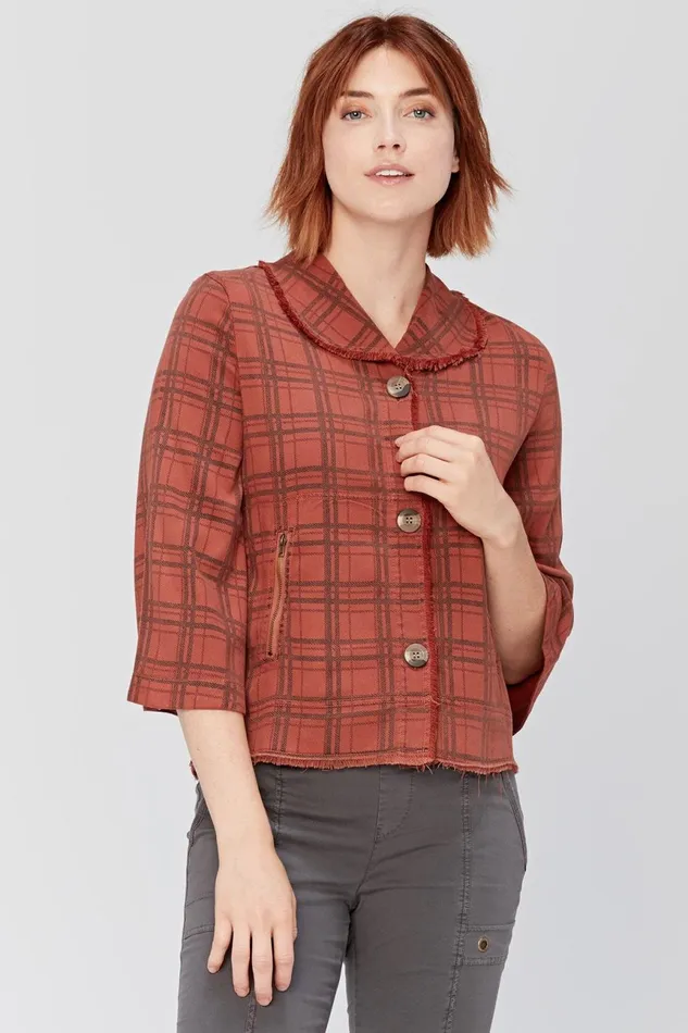 Clothing Jackets XCVI Boxy Plaid Blazer Cordovan