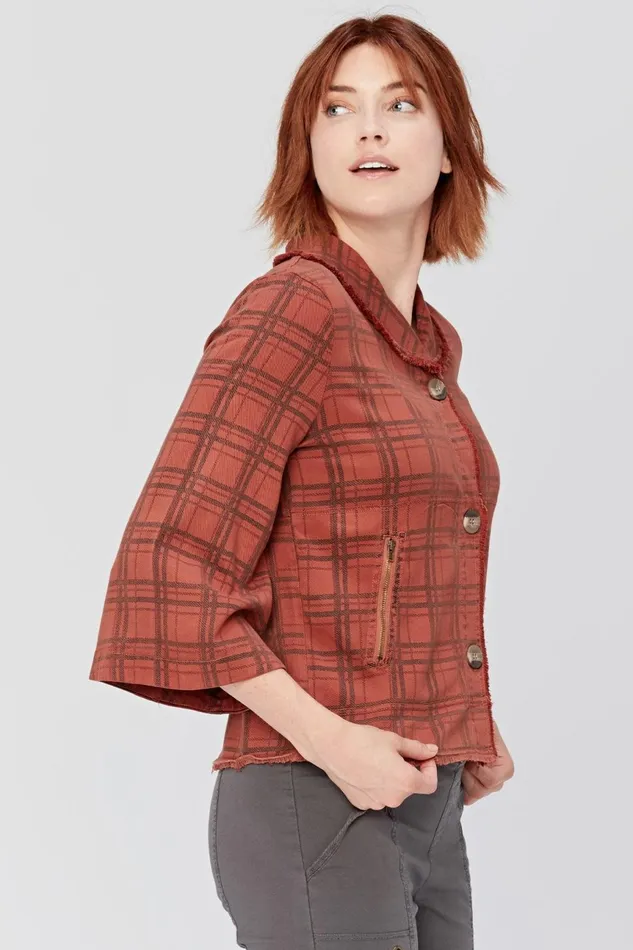 Clothing Jackets XCVI Boxy Plaid Blazer Cordovan