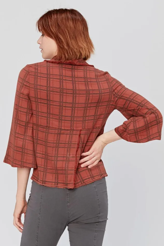 Clothing Jackets XCVI Boxy Plaid Blazer Cordovan
