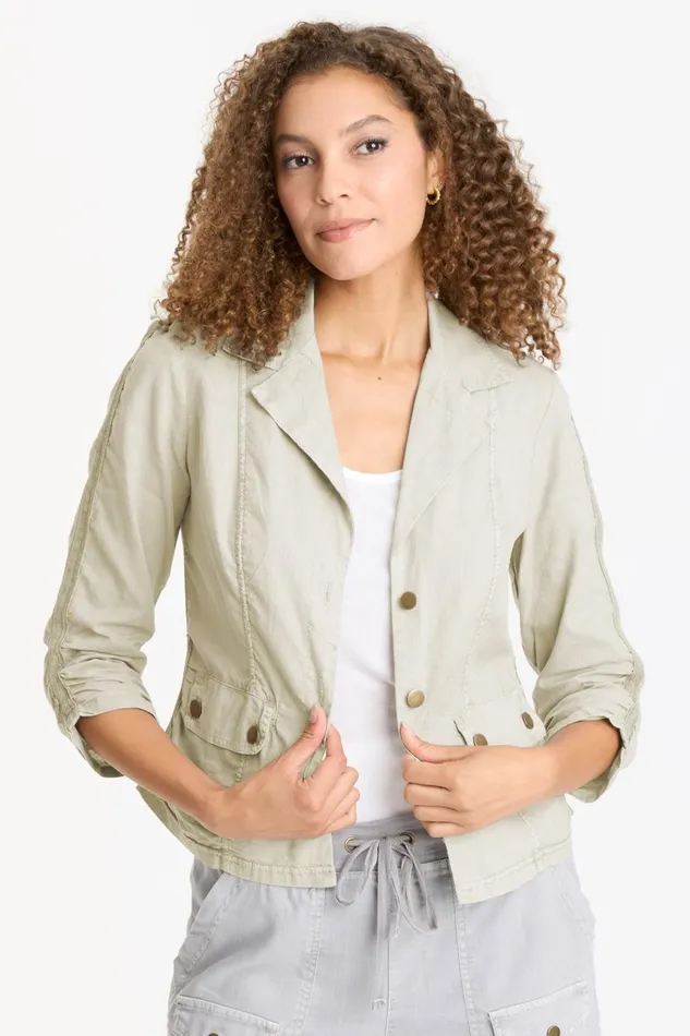 Clothing Jackets XCVI Linen Folksy Jacket Murmur Pigment